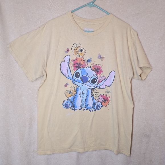 Girl's Disney Lilo & Stitch Graphic Print Yellow Short Sleeve T-Shirt Size L 100 - Picture 5 of 5
